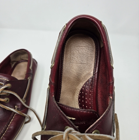 FRYE SULLY BOAT SHOES SLIP ON LOAFERS BURGUNDY LEATHER MEN SIZE 9 NAUTICAL FALL - Picture 11 of 15